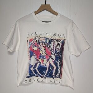 Barking Irons Paul Simon Graceland Farewell Tour Tee White M Cropped Boxy